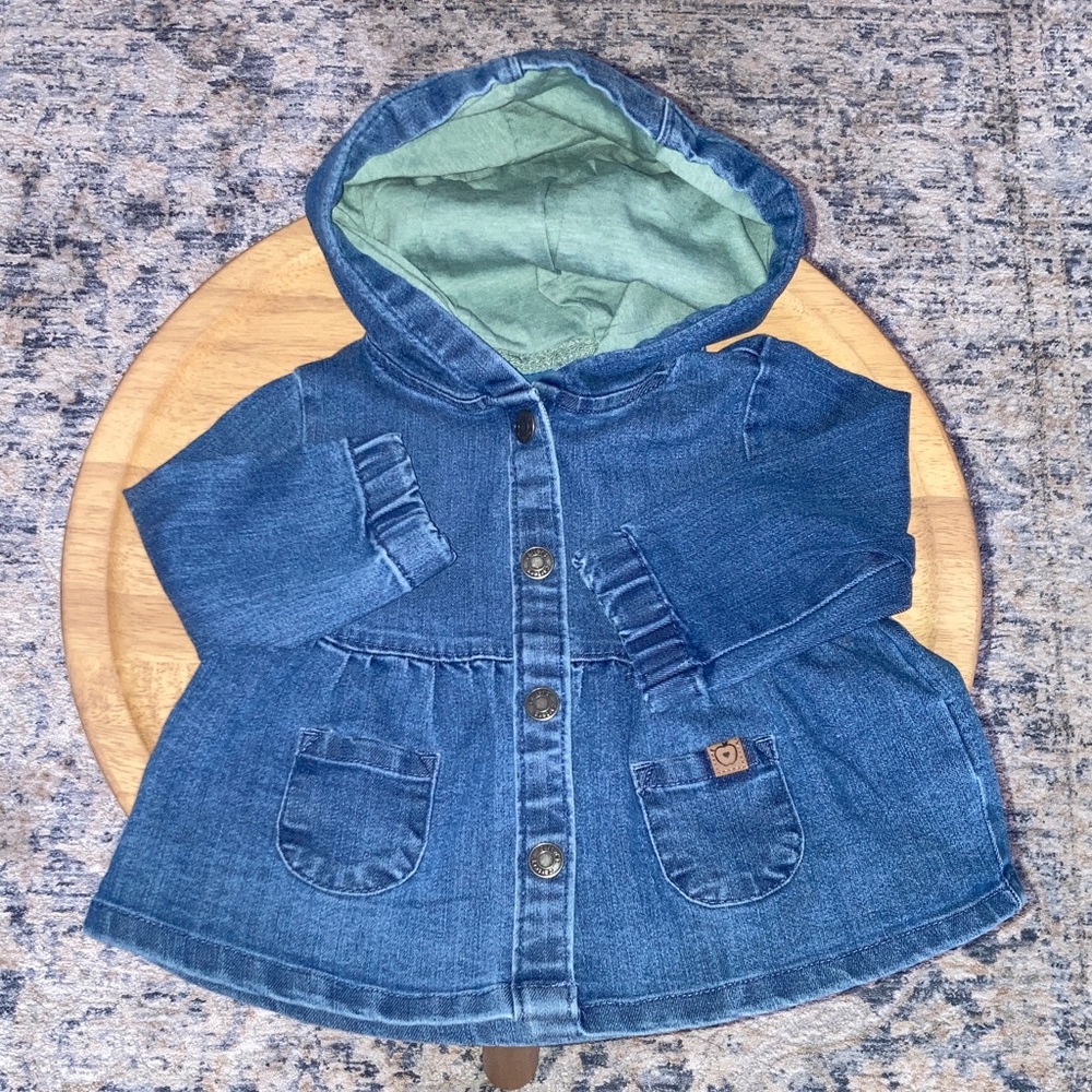 #24. 🆕 NWOT - Carter’s Toddler Denim Hooded Jacket with Green Lining